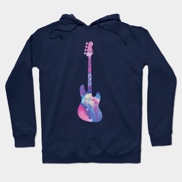 Bass Guitar Watercolor Texture Hoodie by nightsworthy